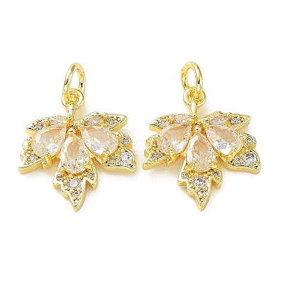 Rack Plating Brass Clear Cubic Zirconia Pendants KK-B078-02G18-01-1