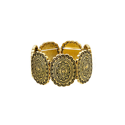 Alloy Oval Beaded Stretch Bracelets FS-WGED2CD-04-1