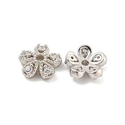 925 Sterling Silver Micro Pave Cubic Zirconia Bead Caps STER-U002-12P-1