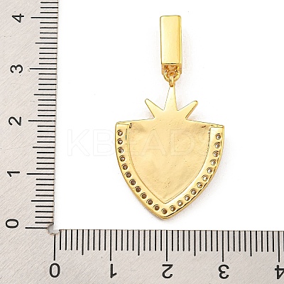 Rack Plating Brass Micro Pave Clear Cubic Zirconia North Star European Dangle Charms KK-U035-17G-02-1