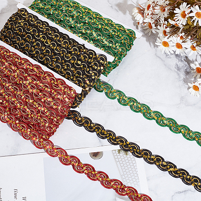 15 Yards Sparkle Polyester Lace Ribbon OCOR-WH0003-033B-1