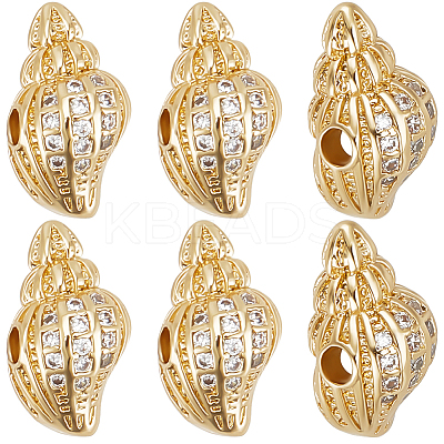 8Pcs Brass Micro Pave Grade AAA Cubic Zirconia Beads ZIRC-BBC0003-22-1