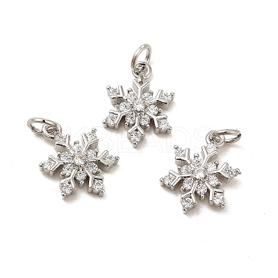 Rack Plating Brass Micro Pave Cubic Zirconia Charms KK-E081-15P-1