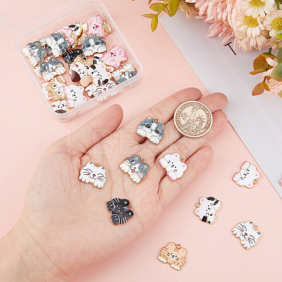 40Pcs 10 Colors Rack Plating Alloy Enamel Pendants ENAM-SC0003-10-1