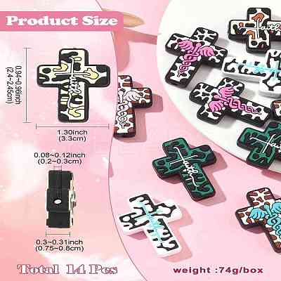 14Pcs 7 Styles Silicone Focal Beads SIL-CJ0002-91-1
