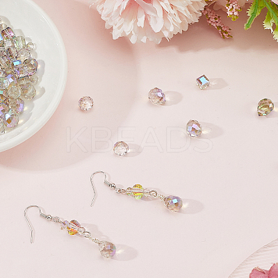 114Pcs Transparent Electroplate Glass Beads GLAA-PA0001-17C-1