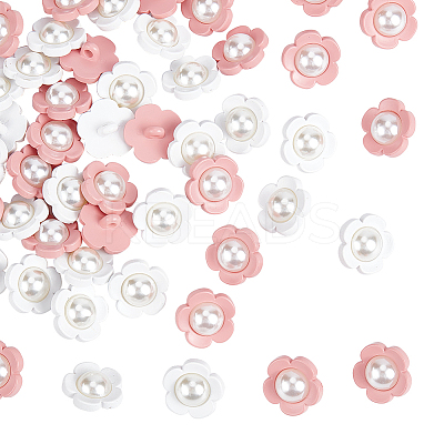 50Pcs 2 Colors 1-Hole Plstic Shank Buttons BUTT-GF0001-16-1
