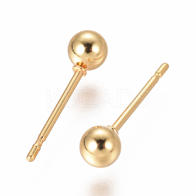 304 Stainless Steel Ball Stud Earrings X-EJEW-F237-01B-G-1