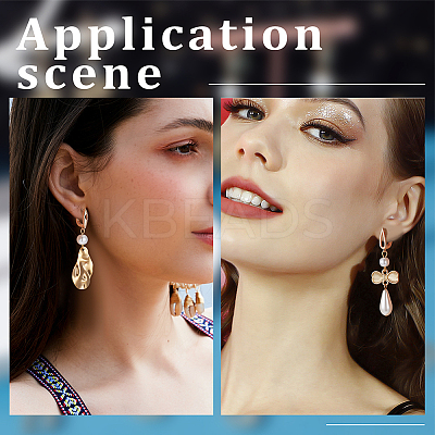 16Pcs 4 Styles Brass Hoop Earring Findings with Latch Back Closure KK-BBC0008-19-1