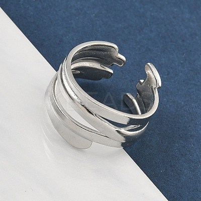 304 Stainless Steel Cuff Rings for Women RJEW-A079-08C-P-1