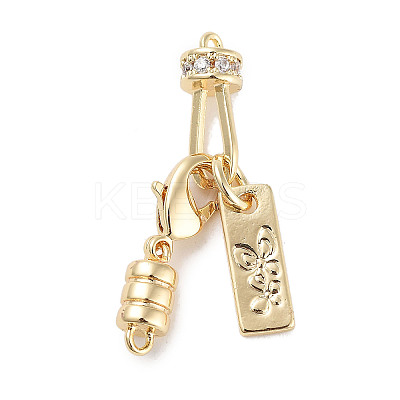 Brass Micro Pave Clear Cubic Zirconia Clasps KK-C051-52G-1