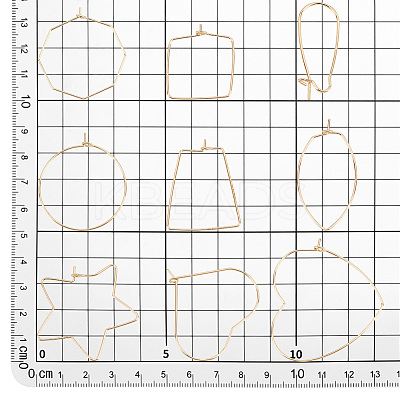 36pcs 9 style Brass Hoop Earring Findings KK-PH0005-99-1