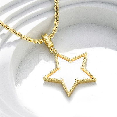 Brass Enamel Star Pendant Necklaces for Women NJEW-K381-09G-02-1