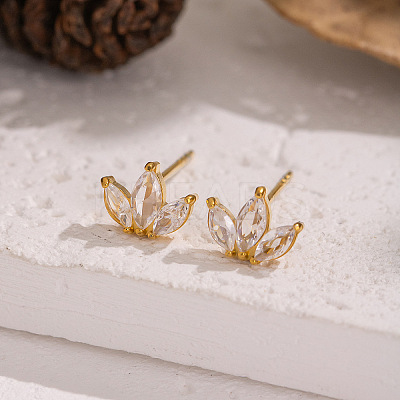 304 Stainless Steel Flower Stud Earrings WA7046-1