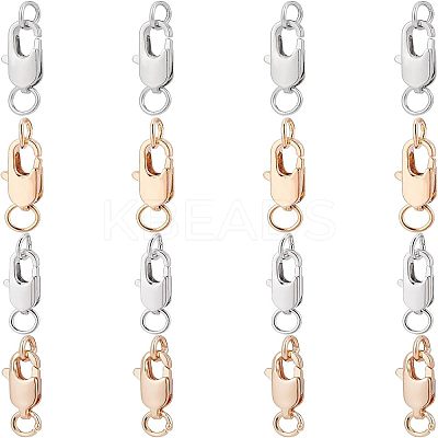 16Pcs 4 styles Brass Lobster Claw Clasps FIND-NB0002-65-1