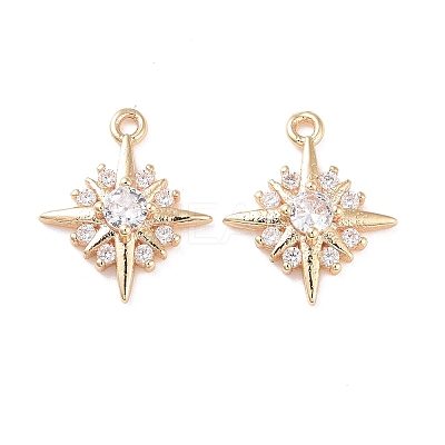 Brass Micro Pave Clear Cubic Zirconia Charms X-KK-G418-09G-1