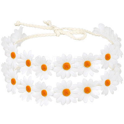 2Pcs Cloth Small Sunflowe Wreath Headband OHAR-CP0001-20B-1