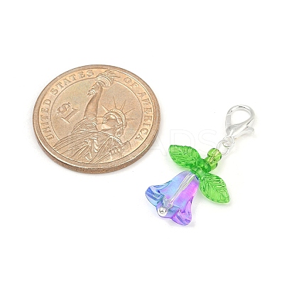 8Pcs Tulip Acrylic & Glass Pendant Decorations HJEW-JM03081-02-1