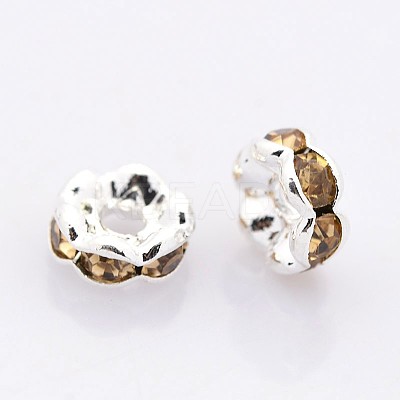 Brass Rhinestone Spacer Beads RB-A014-L6mm-14S-1