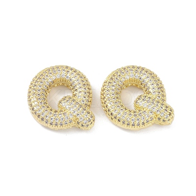 Brass Micro Pave Clear Cubic Zirconia Pendants KK-Z041-01G-Q-1