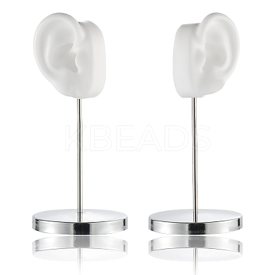 2 Sets 2 Styles Left & Right Silicone Ear Shaped Earring Display Stands with Iron Bar EDIS-SC0001-14-1