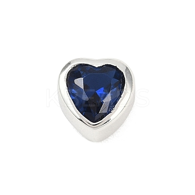 925 Sterling Silver Cubic Zirconia Heart Beads STER-F060-03S-02-1