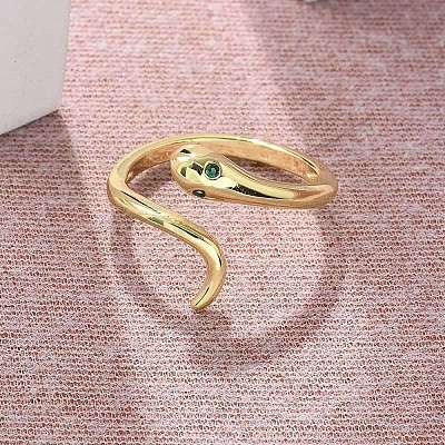 Brass Micro Pave Cubic Zirconia Cuff Rings for Women RJEW-Z084-01G-04-1