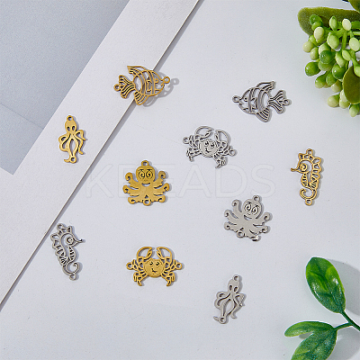 20Pcs 10 Styles 201 Stainless Steel Connector Charms STAS-DC0013-91-1