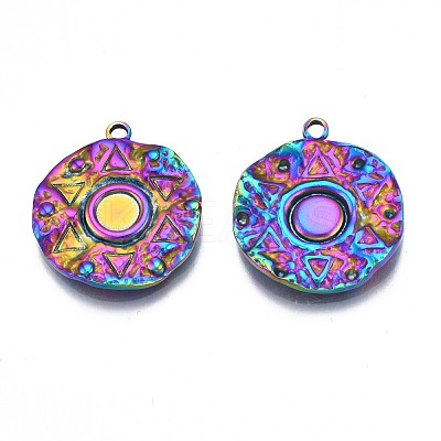 Rack Plating Rainbow Color Alloy Pendant Cabochon Settings PALLOY-N163-186-1