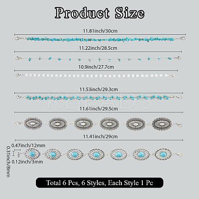 2 Sets 2 Styles Synthetic Turquoise Chips & Plastic Imitation Pearl Beads Hat Chain AJEW-CN0004-03-1