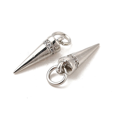 Rack Plating Brass Micro Pave Cubic Zirconia Charms KK-E081-17P-1