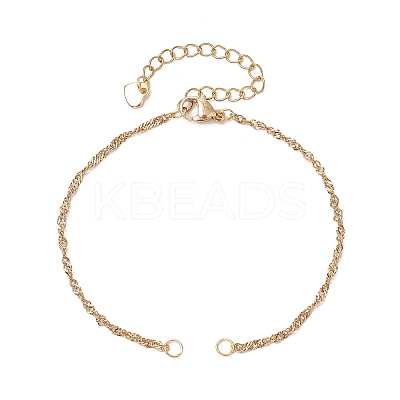 2Pcs 2 Colors 304 Stainless Steel Singapore Chain Bracelet Making AJEW-JB01306-1