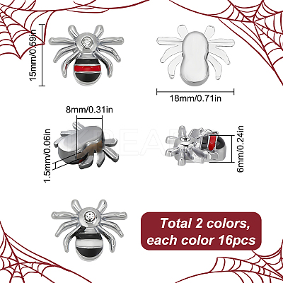 32Pcs 2 Colors Alloy Rhinestone Slide Charms FIND-SC0010-38-1