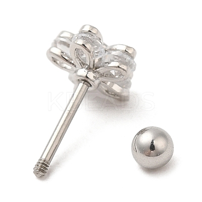 Brass Micro Pave Clear Cubic Zirconia Stud Earrings EJEW-L265-03P-1