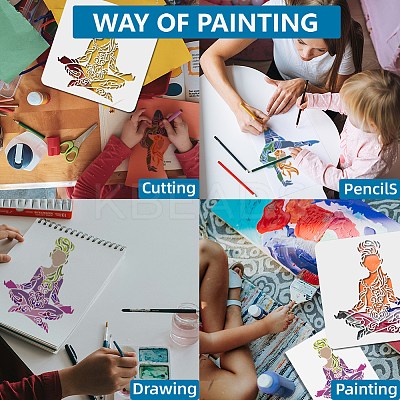 1 Set PET Hollow Out Drawing Painting Stencils DIY-MA0005-36-1
