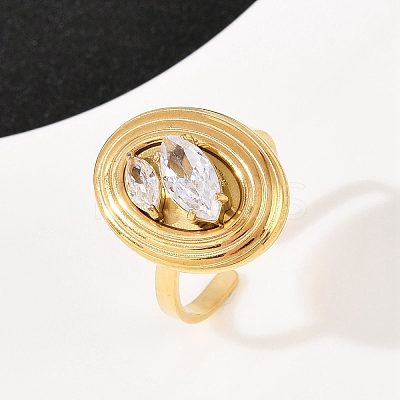304 Stainless Steel Cuff Rings for Women RJEW-S639-05G-1