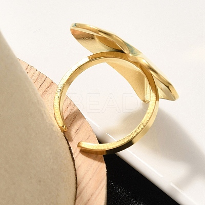 304 Stainless Steel Open Cuff Ring for Women RJEW-B109-03G-05-1