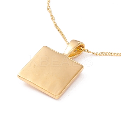 Ion Plating(IP) 304 Stainless Steel Square with Shell Pendant Necklace for Women NJEW-F292-06G-1