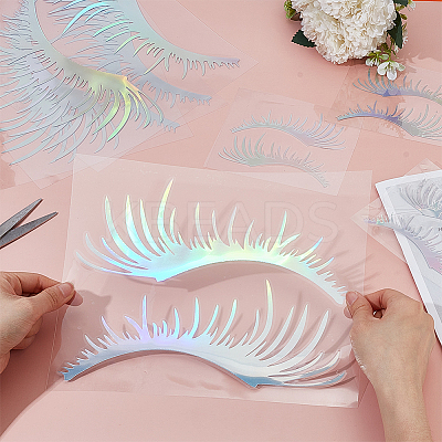 8 Pairs 2 Styles Eyelash Shape Waterproof PVC Picture Stickers DIY-HY0003-05C-1