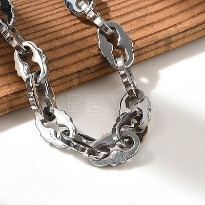 304 Stainless Steel Oval Link Chains Bracelets for Men & Women BJEW-D042-39P-1