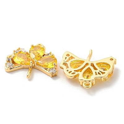 Real 18K Gold Plated Ginkgo Biloba Brass Micro Pave Cubic Zirconia Pendants KK-Q809-24G-02-1
