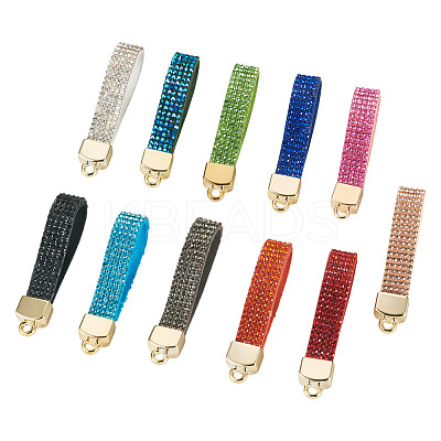 11Pcs 11 Colors Alloy Rhinestone Keychain Findings FIND-BT0001-38B-1