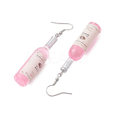 Wine Bottle Resin Dangle Earrings EJEW-JE05878-02-1