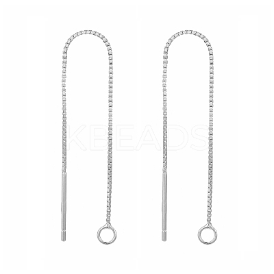 Anti-Tarnish Rhodium Plated 925 Sterling Silver Ear Stud Findings STER-G022-04P-1