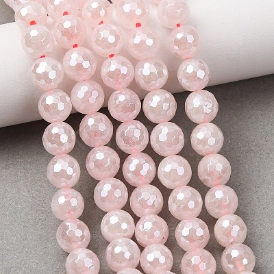 Electroplated Natural Rose Quartz Beads Strands G-B191-A04-8mm-1