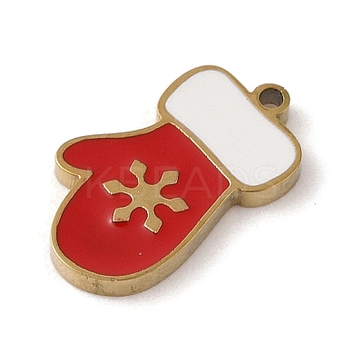 Christmas Theme Ion Plating(IP) 304 Stainless Steel Enamel Charms STAS-Z083-06G-03-1