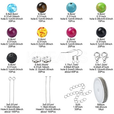 DIY Natural & Synthetic Mixed Gemstone Necklaces Dangle Earrings Making Kit DIY-YW0008-59-1