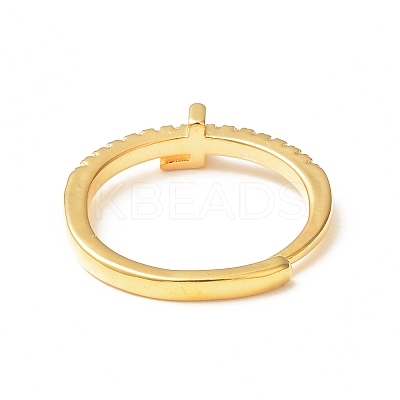 Clear Cubic Zirconia Initial Letter Adjustable Ring RJEW-C052-01G-L-1