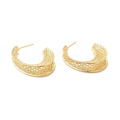 Rack Plating Brass Hollow Out C-shape Stud Earrings for Women EJEW-F308-08G-1