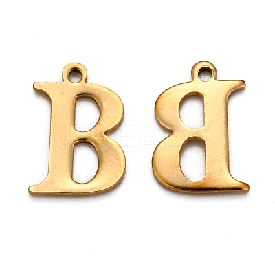 Ion Plating(IP) 304 Stainless Steel Alphabet Charms STAS-H122-B-G-1